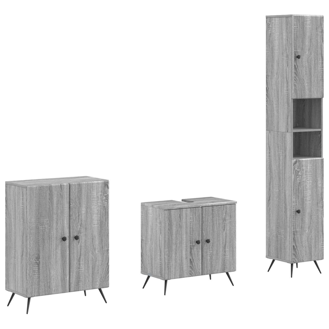 vidaXL Juego de armarios de baño de 3 piezas BREDA Sonoma gris