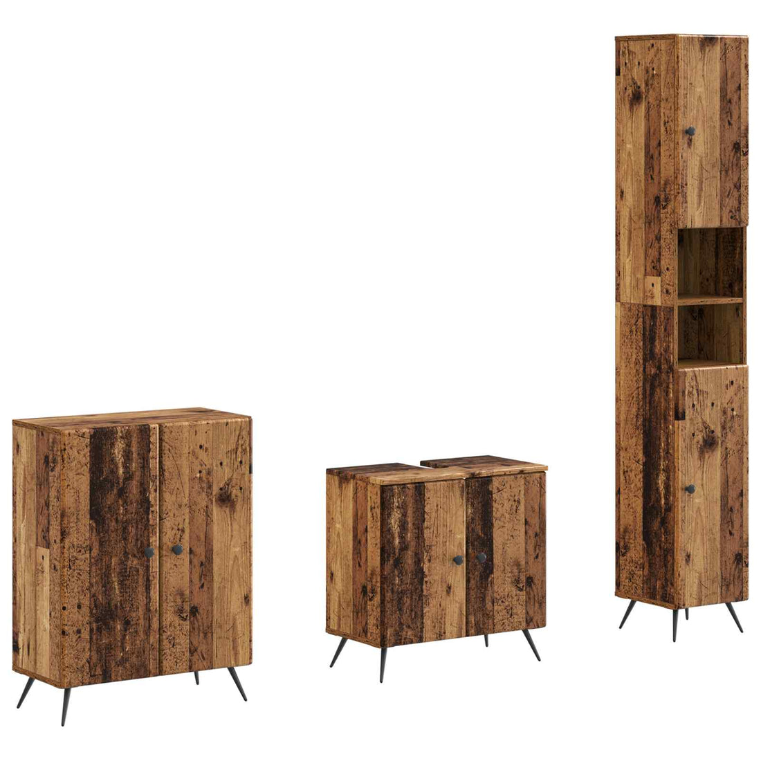 vidaXL Juego de armarios de baño de 3 piezas BREDA Madera envejecida