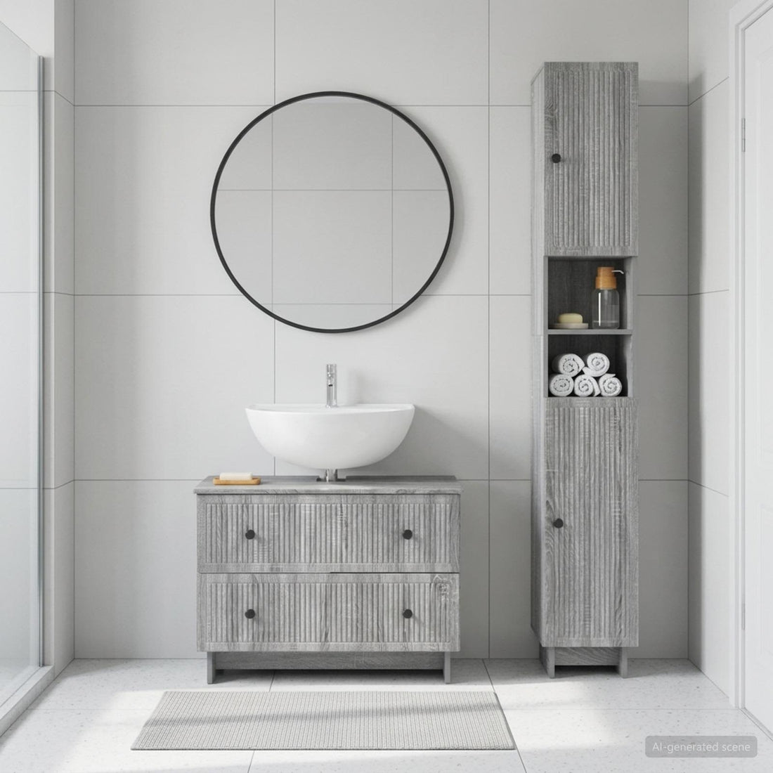 vidaXL Juego de gabinete de baño de 2 piezas EDE Sonoma gris