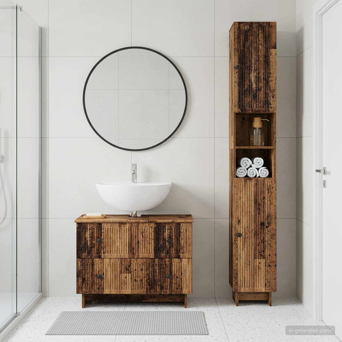vidaXL Juego de gabinete de baño de 2 piezas EDE Madera envejecida