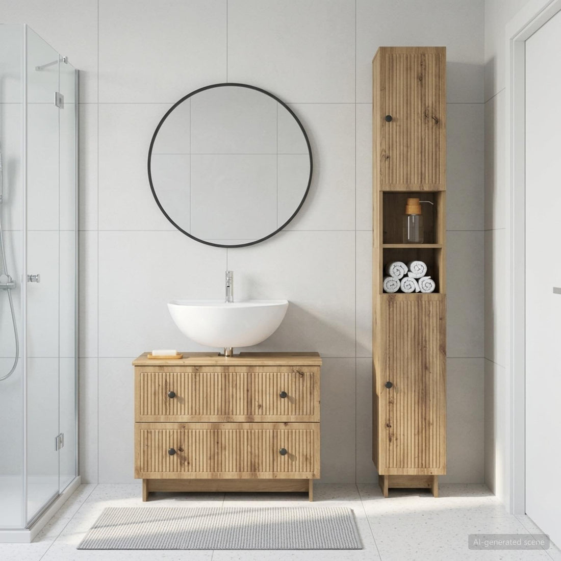 vidaXL Juego de gabinete de baño de 2 piezas EDE Roble artisan