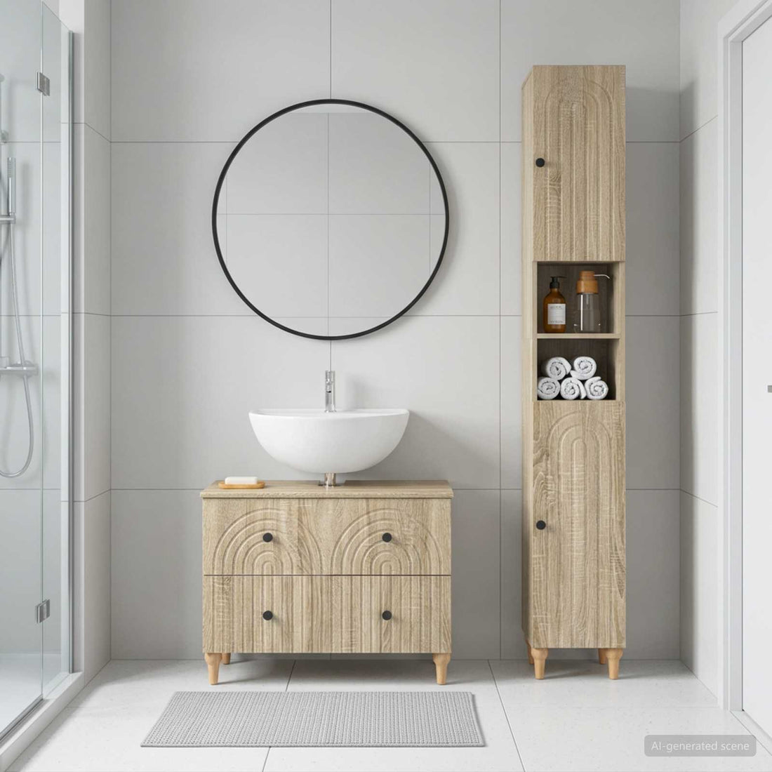 vidaXL Juego de gabinete de baño de 2 piezas ALKMAAR Roble Sonoma
