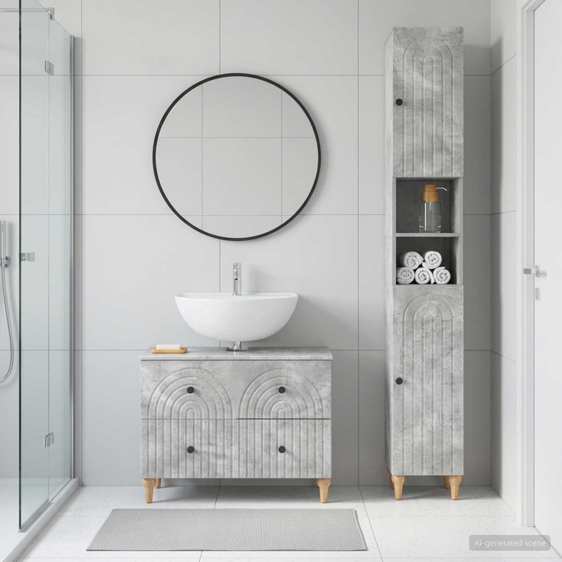 vidaXL Juego de gabinete de baño de 2 piezas ALKMAAR Gris Hormigón