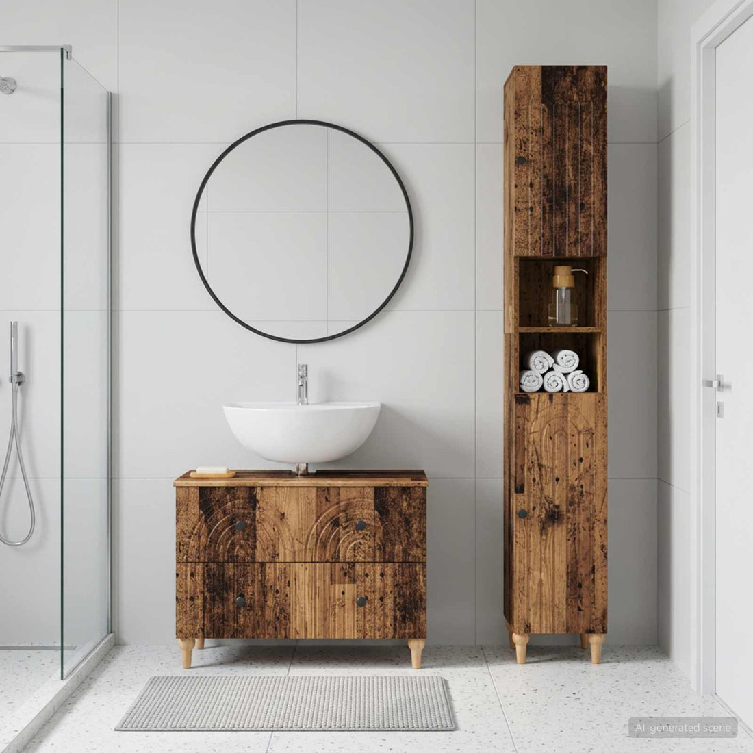 vidaXL Juego de gabinete de baño de 2 piezas ALKMAAR Madera envejecida