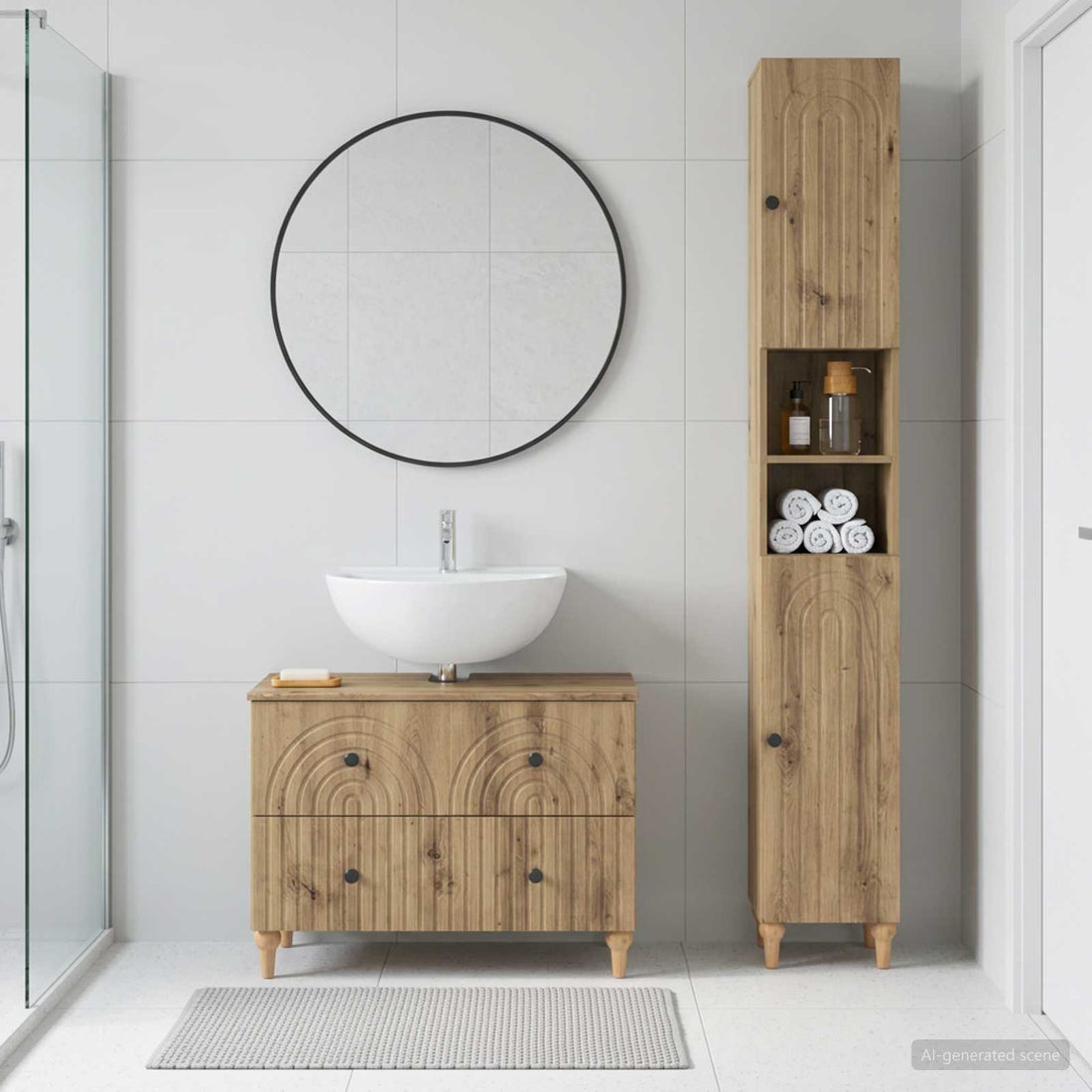 vidaXL Juego de gabinete de baño de 2 piezas ALKMAAR Roble artisan