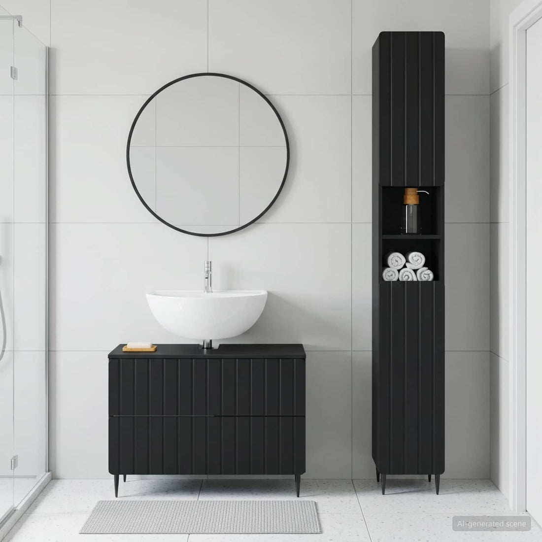 vidaXL Juego de gabinete de baño de 2 piezas ZWOLLE Negro