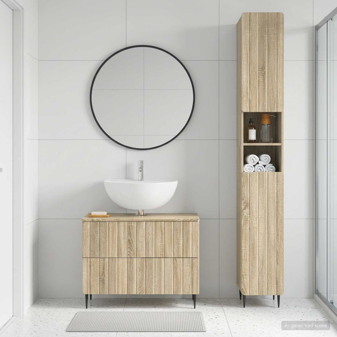 vidaXL Juego de gabinete de baño de 2 piezas ZWOLLE Roble Sonoma