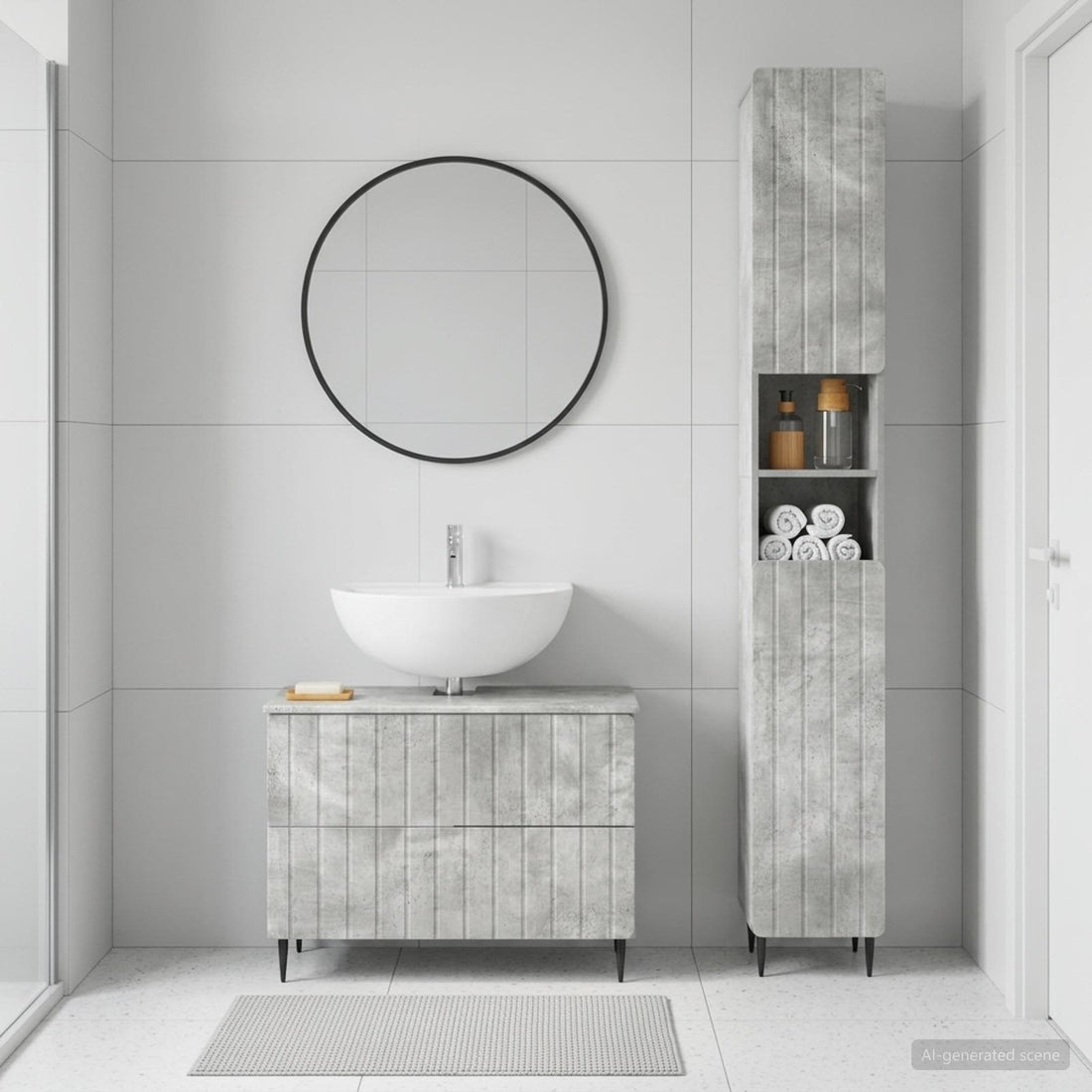 vidaXL Juego de gabinete de baño de 2 piezas ZWOLLE Gris Hormigón