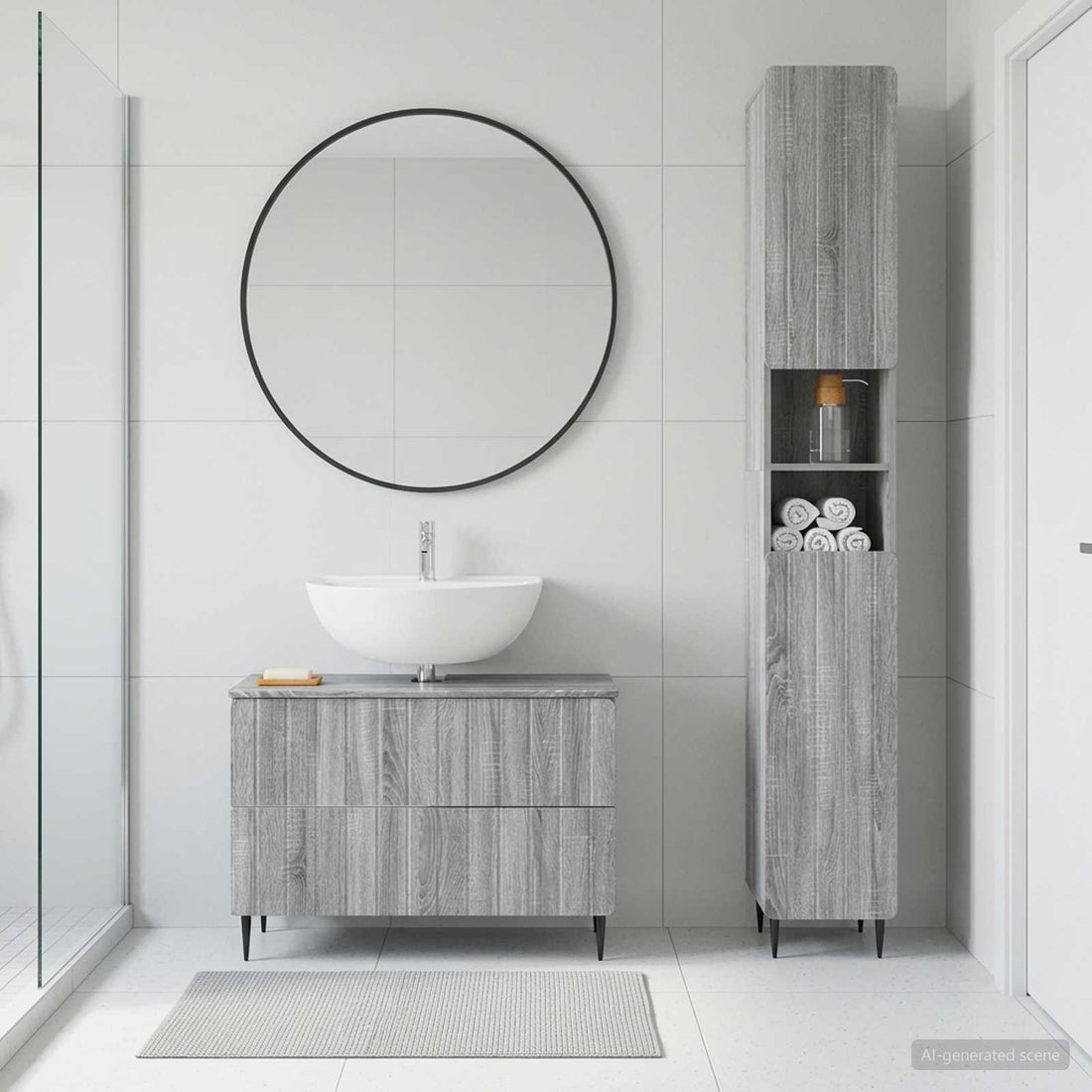 vidaXL Juego de gabinete de baño de 2 piezas ZWOLLE Sonoma gris