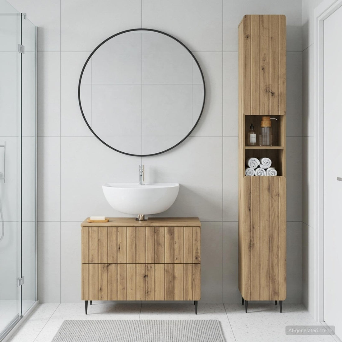 vidaXL Juego de gabinete de baño de 2 piezas ZWOLLE Roble artisan
