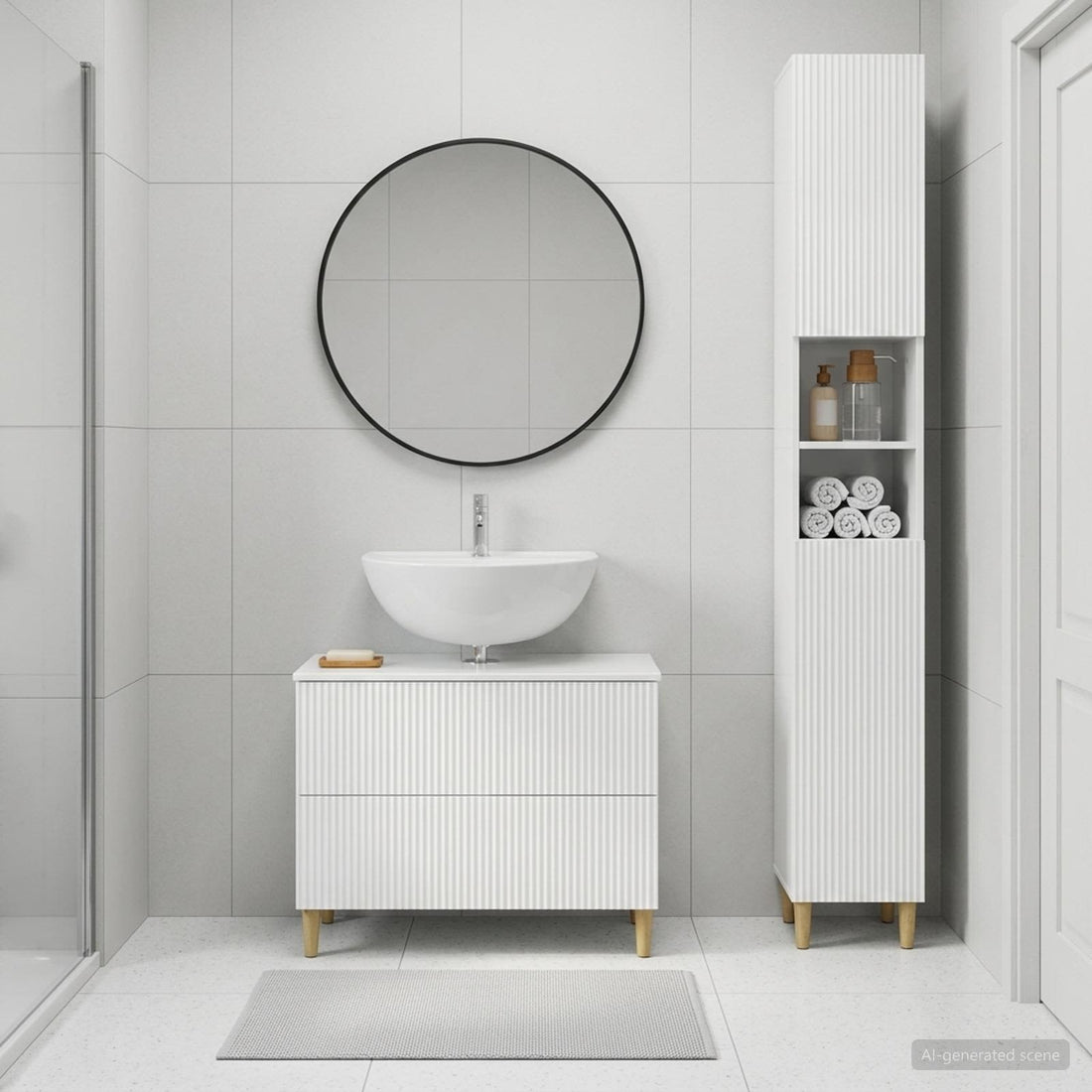 vidaXL Juego de gabinete de baño de 2 piezas ARNHEM Blanco Brillante