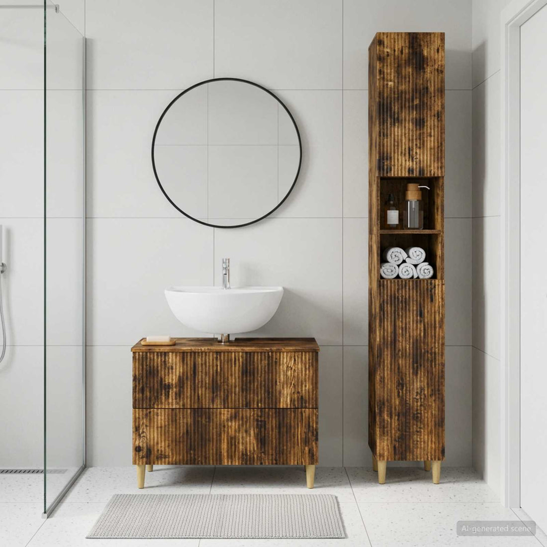 vidaXL Juego de gabinete de baño de 2 piezas ARNHEM Roble Ahumado