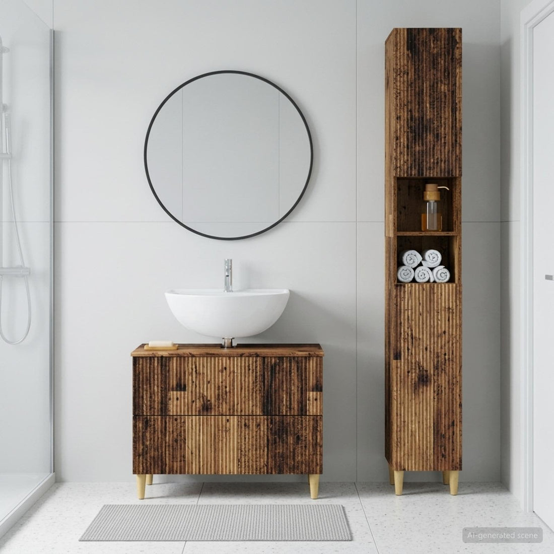 vidaXL Juego de gabinete de baño de 2 piezas ARNHEM Madera envejecida