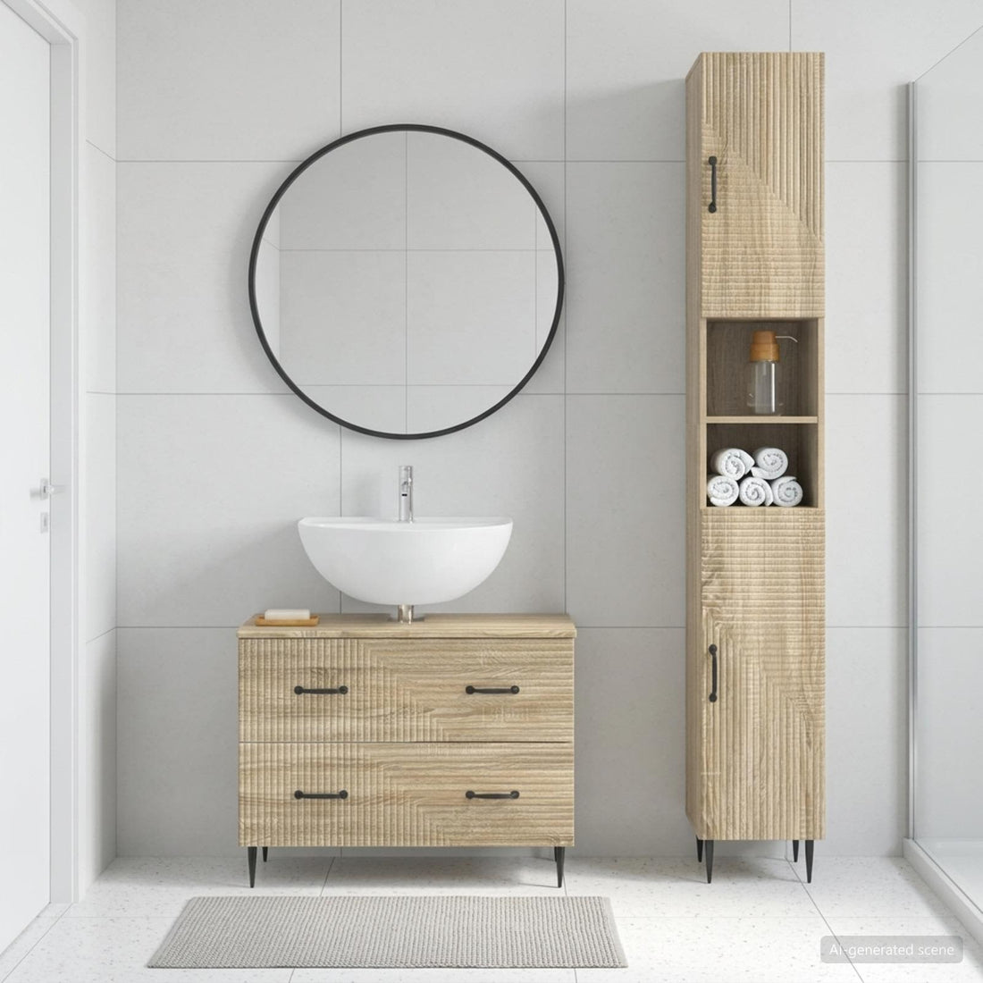 vidaXL Juego de gabinete de baño de 2 piezas HAARLEM Roble Sonoma