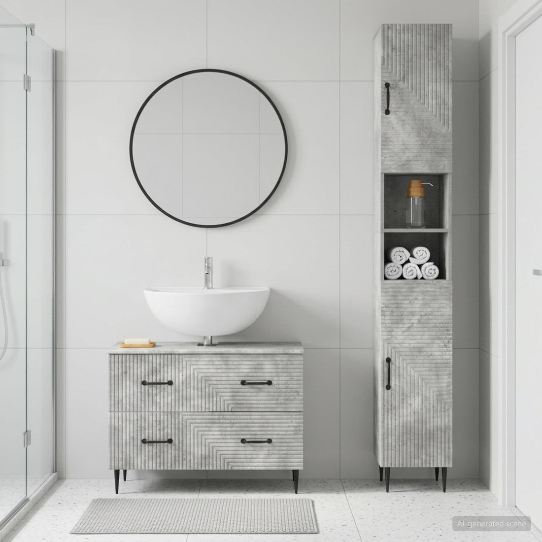 vidaXL Juego de gabinete de baño de 2 piezas HAARLEM Gris Hormigón
