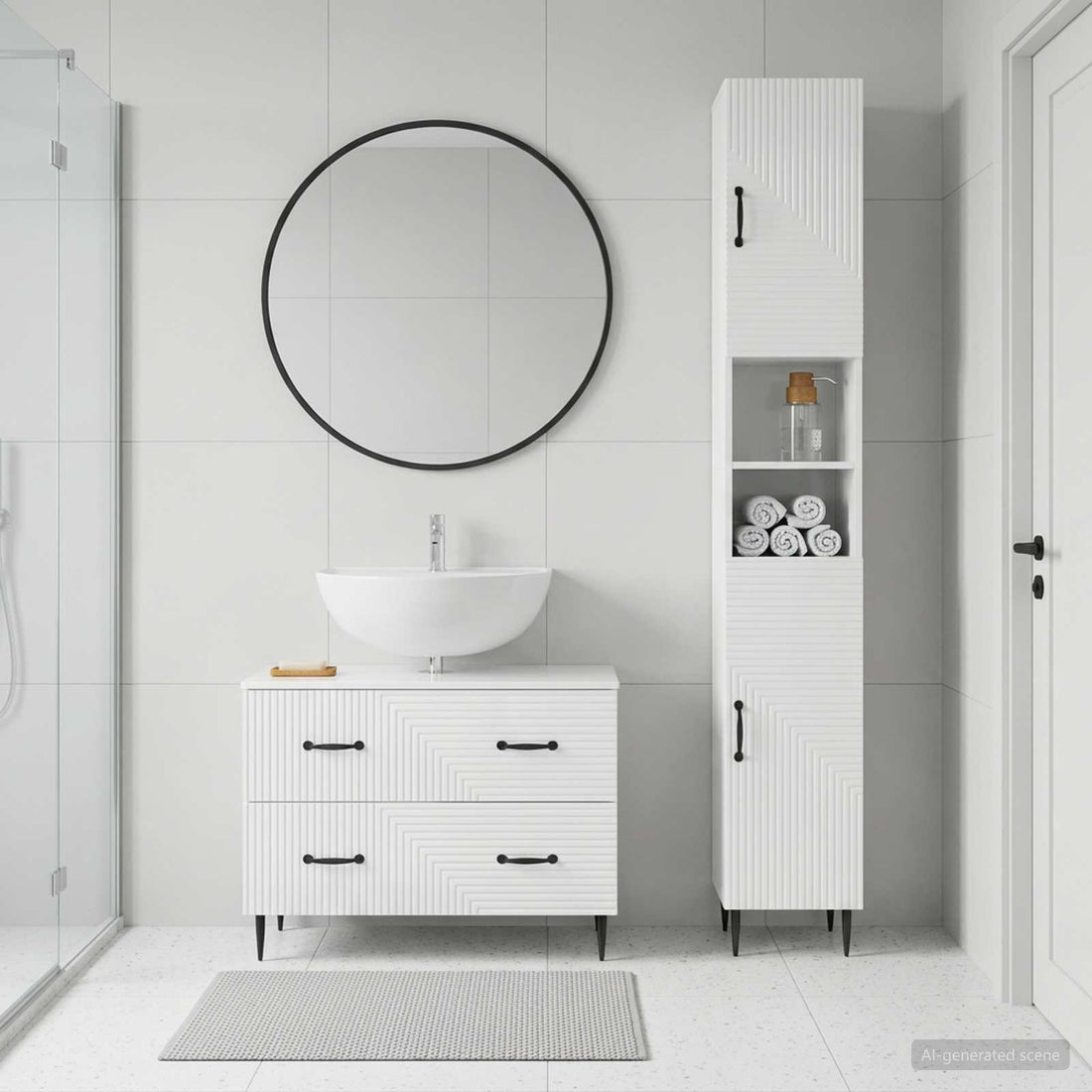 vidaXL Juego de gabinete de baño de 2 piezas HAARLEM Blanco Brillante