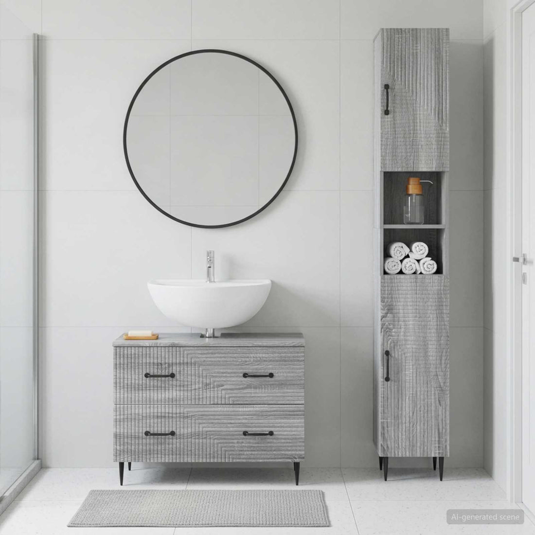 vidaXL Juego de gabinete de baño de 2 piezas HAARLEM Sonoma gris