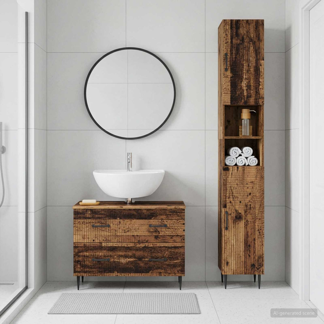 vidaXL Juego de gabinete de baño de 2 piezas HAARLEM Madera envejecida