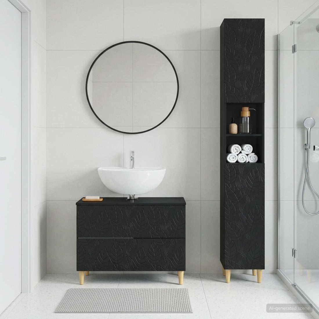 vidaXL Juego de gabinete de baño de 2 piezas DELFT Negro