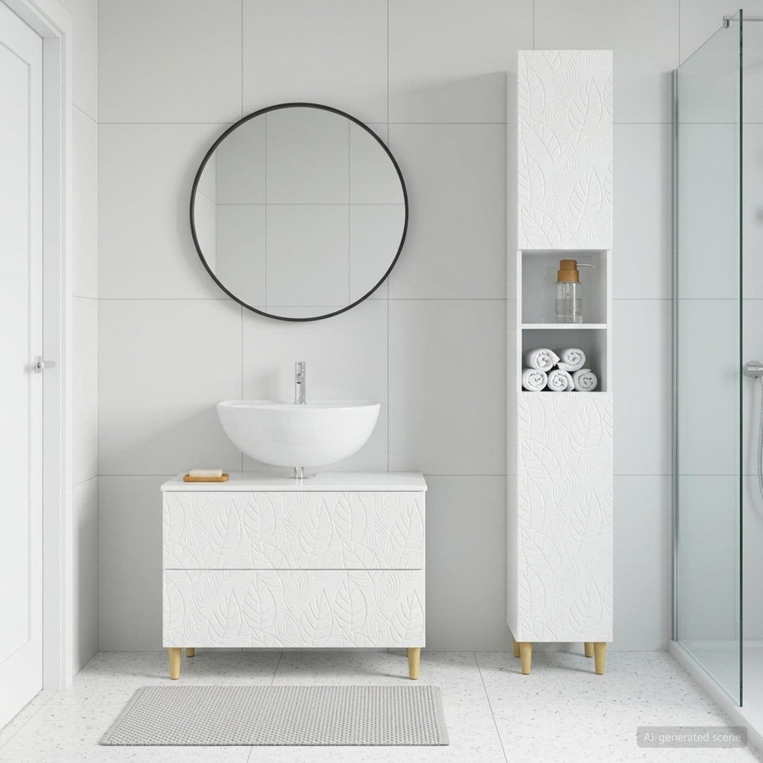 vidaXL Juego de gabinete de baño de 2 piezas DELFT Blanco Brillante