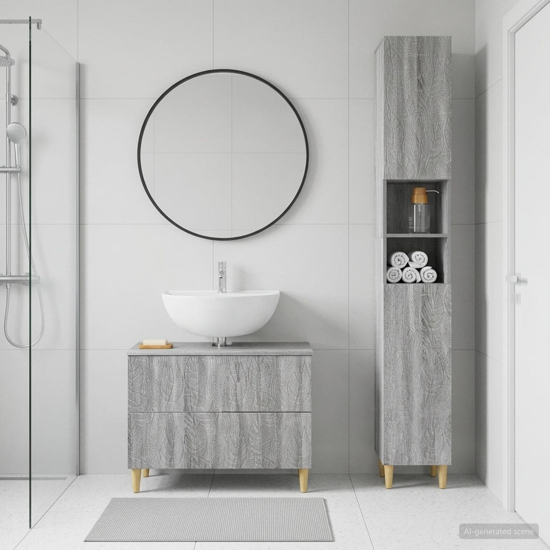 vidaXL Juego de gabinete de baño de 2 piezas DELFT Sonoma gris