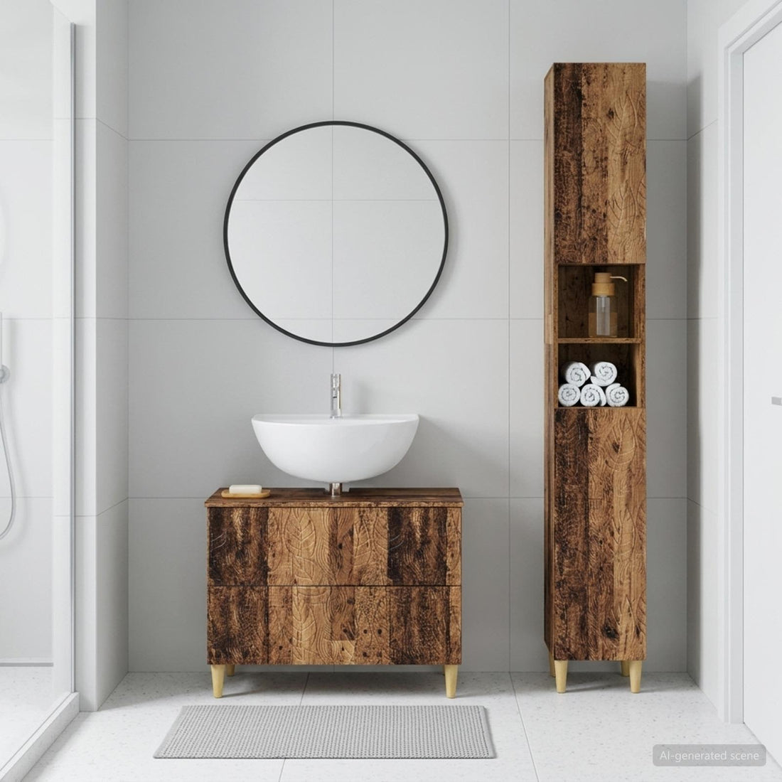 vidaXL Juego de gabinete de baño de 2 piezas DELFT Madera envejecida