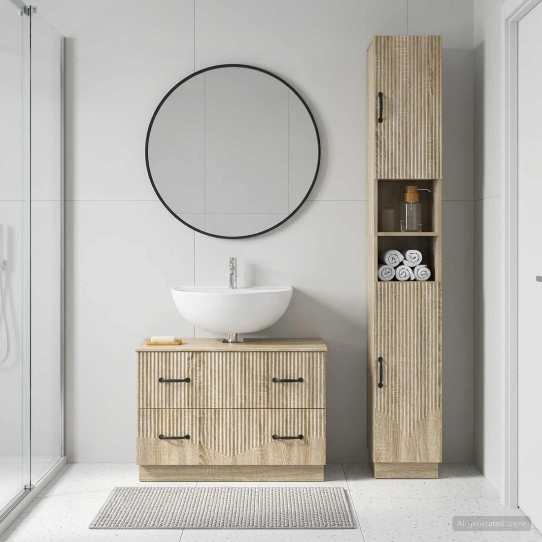 vidaXL Juego de gabinete de baño de 2 piezas HOORN Roble Sonoma