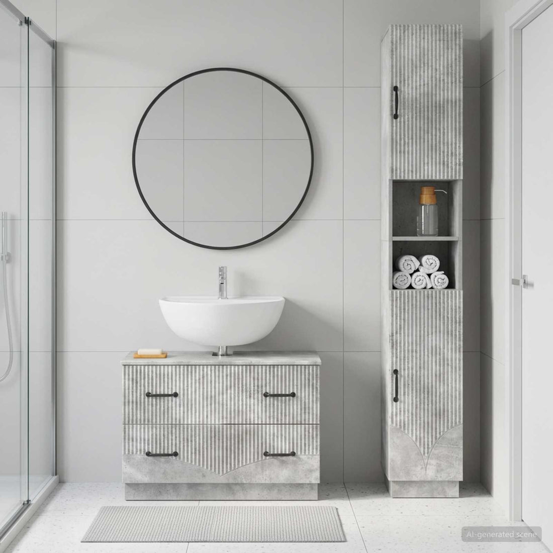 vidaXL Juego de gabinete de baño de 2 piezas HOORN Gris Hormigón