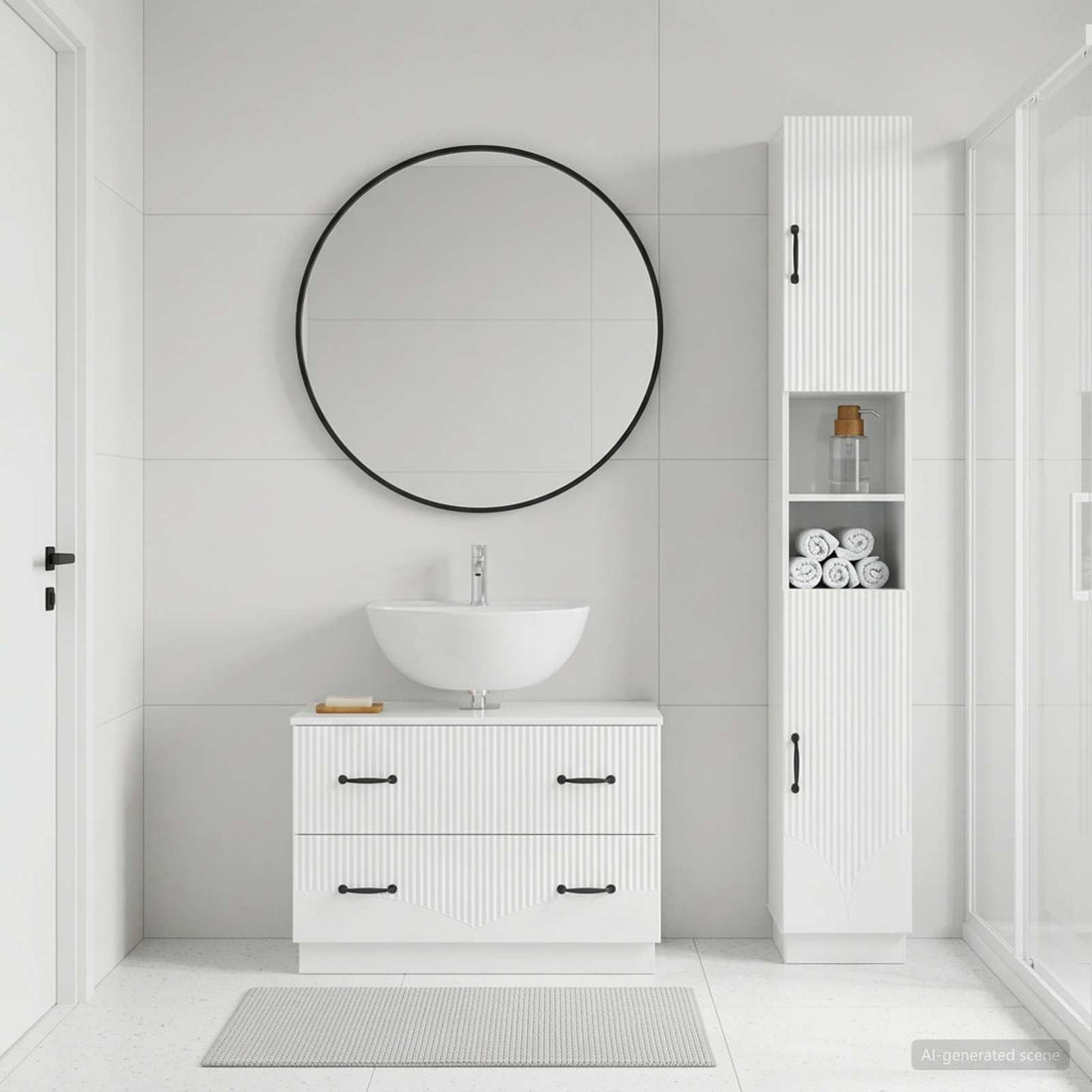 vidaXL Juego de gabinete de baño de 2 piezas HOORN Blanco Brillante
