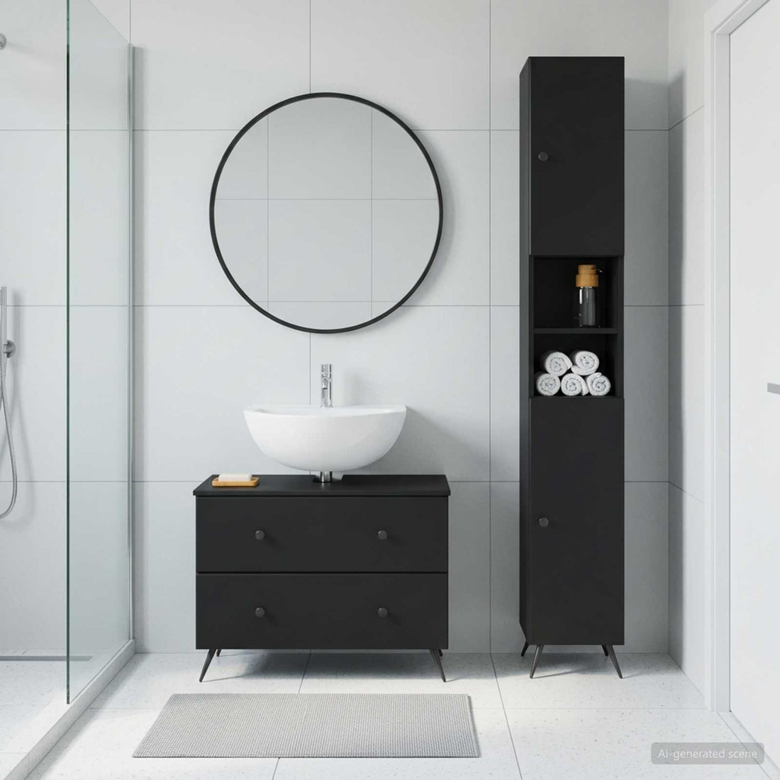 vidaXL Juego de gabinete de baño de 2 piezas BREDA Negro