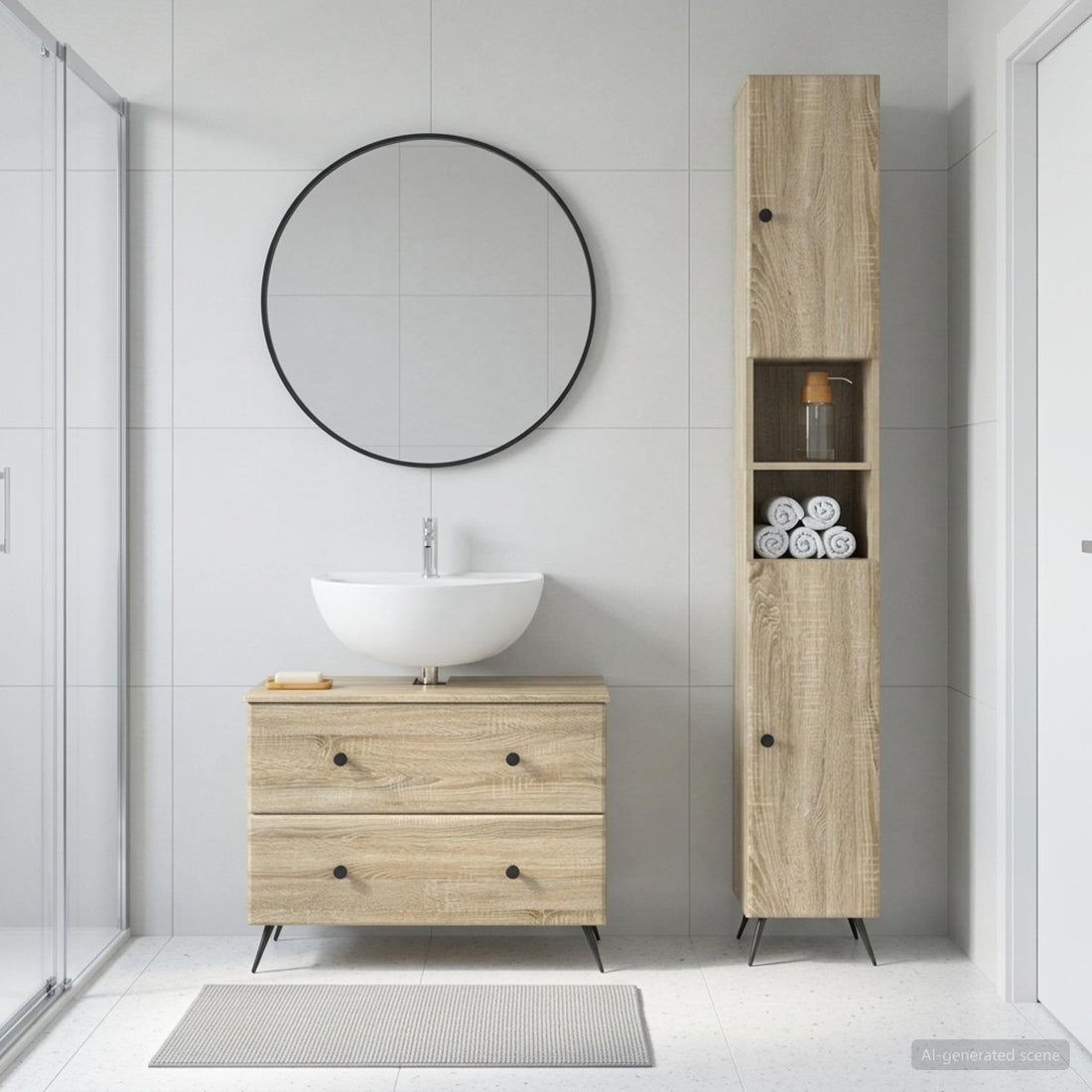 vidaXL Juego de gabinete de baño de 2 piezas BREDA Roble Sonoma
