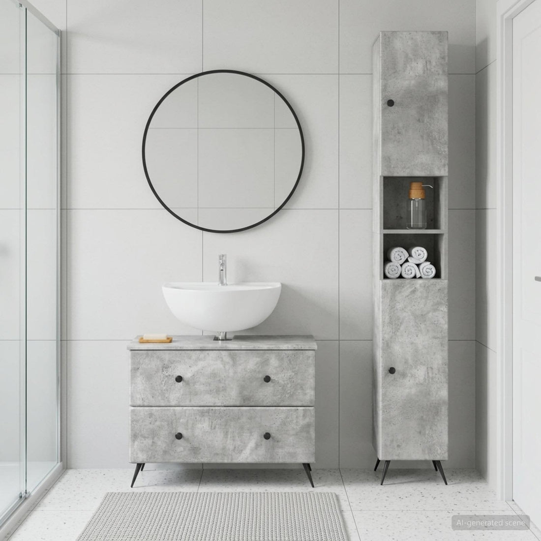 vidaXL Juego de gabinete de baño de 2 piezas BREDA Gris Hormigón