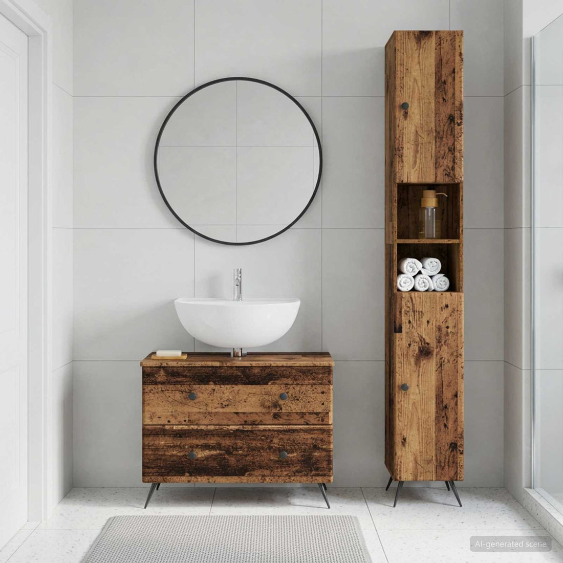 vidaXL Juego de gabinete de baño de 2 piezas BREDA Madera envejecida