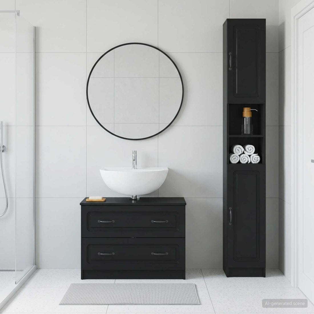vidaXL Juego de gabinete de baño de 2 piezas UTRECHT Negro