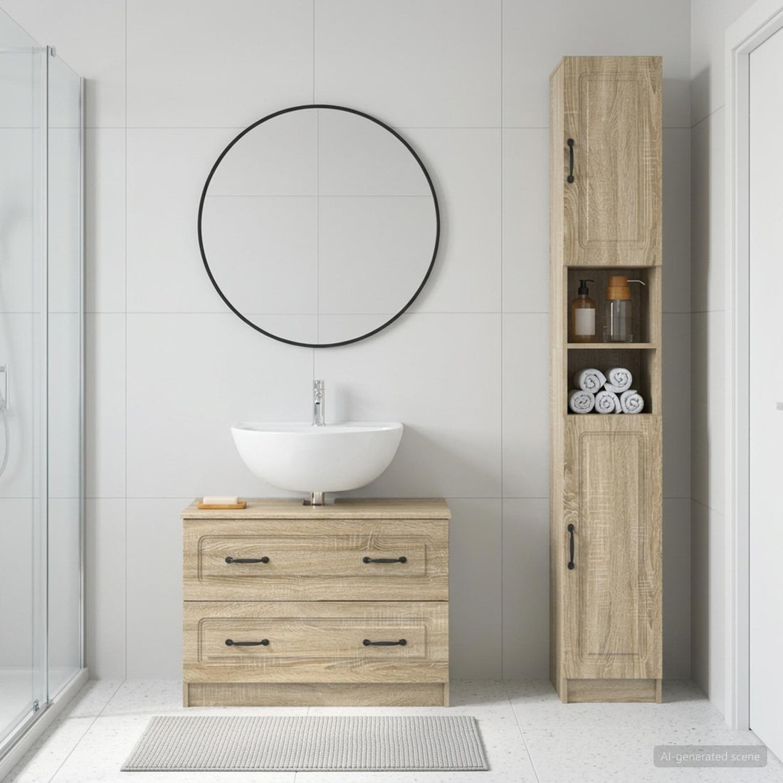 vidaXL Juego de gabinete de baño de 2 piezas UTRECHT Roble Sonoma