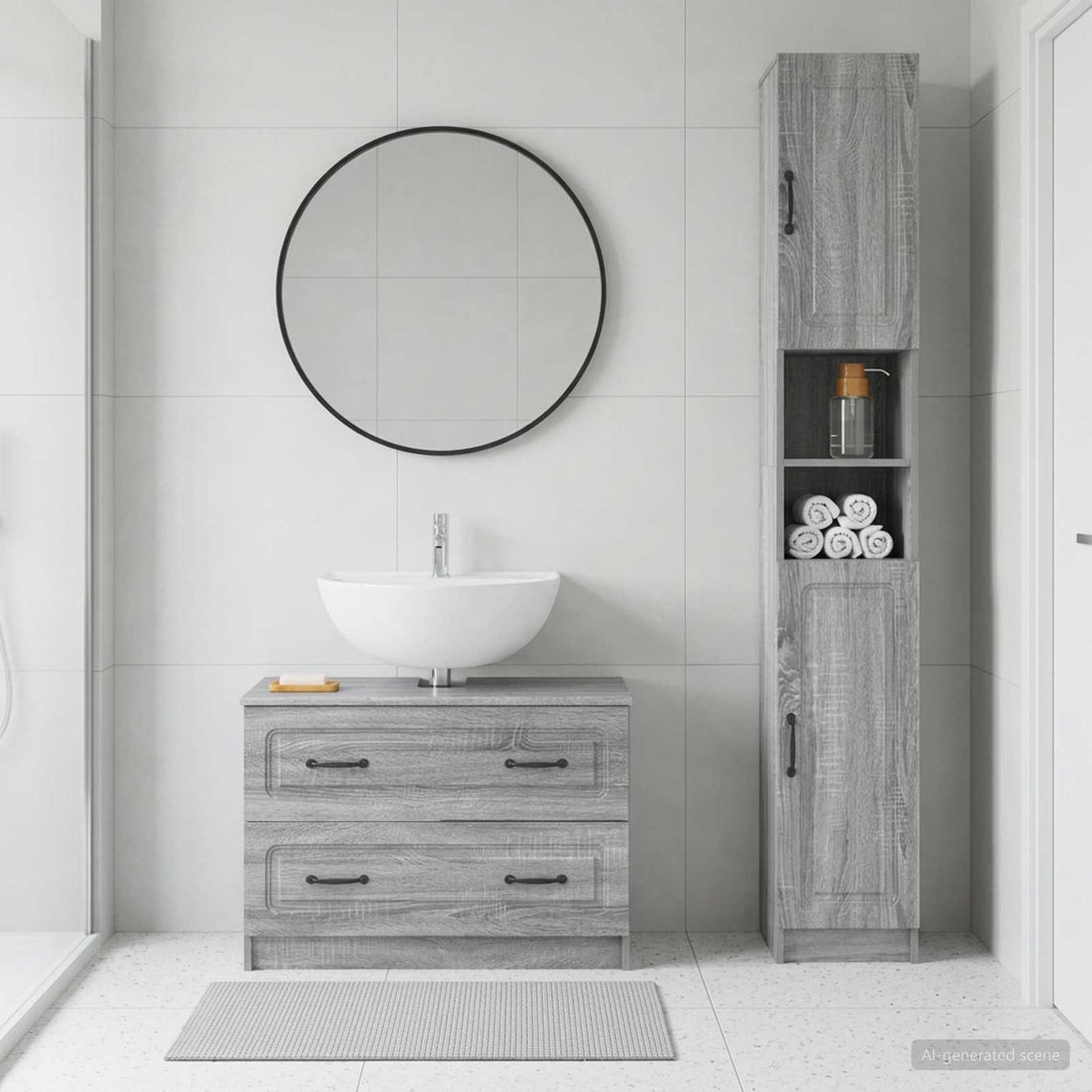 vidaXL Juego de gabinete de baño de 2 piezas UTRECHT Sonoma gris