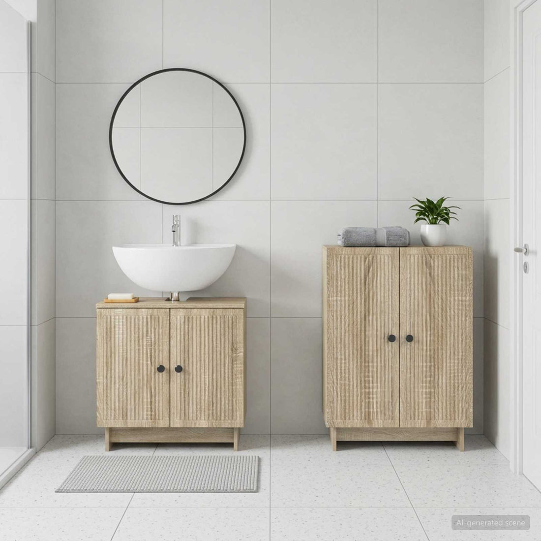 vidaXL Juego de gabinete de baño de 2 piezas EDE Roble Sonoma