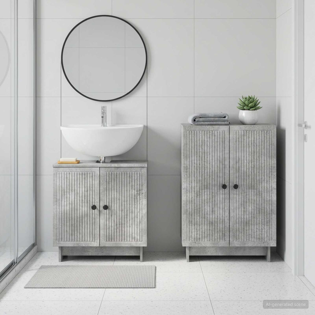 vidaXL Juego de gabinete de baño de 2 piezas EDE Gris Hormigón