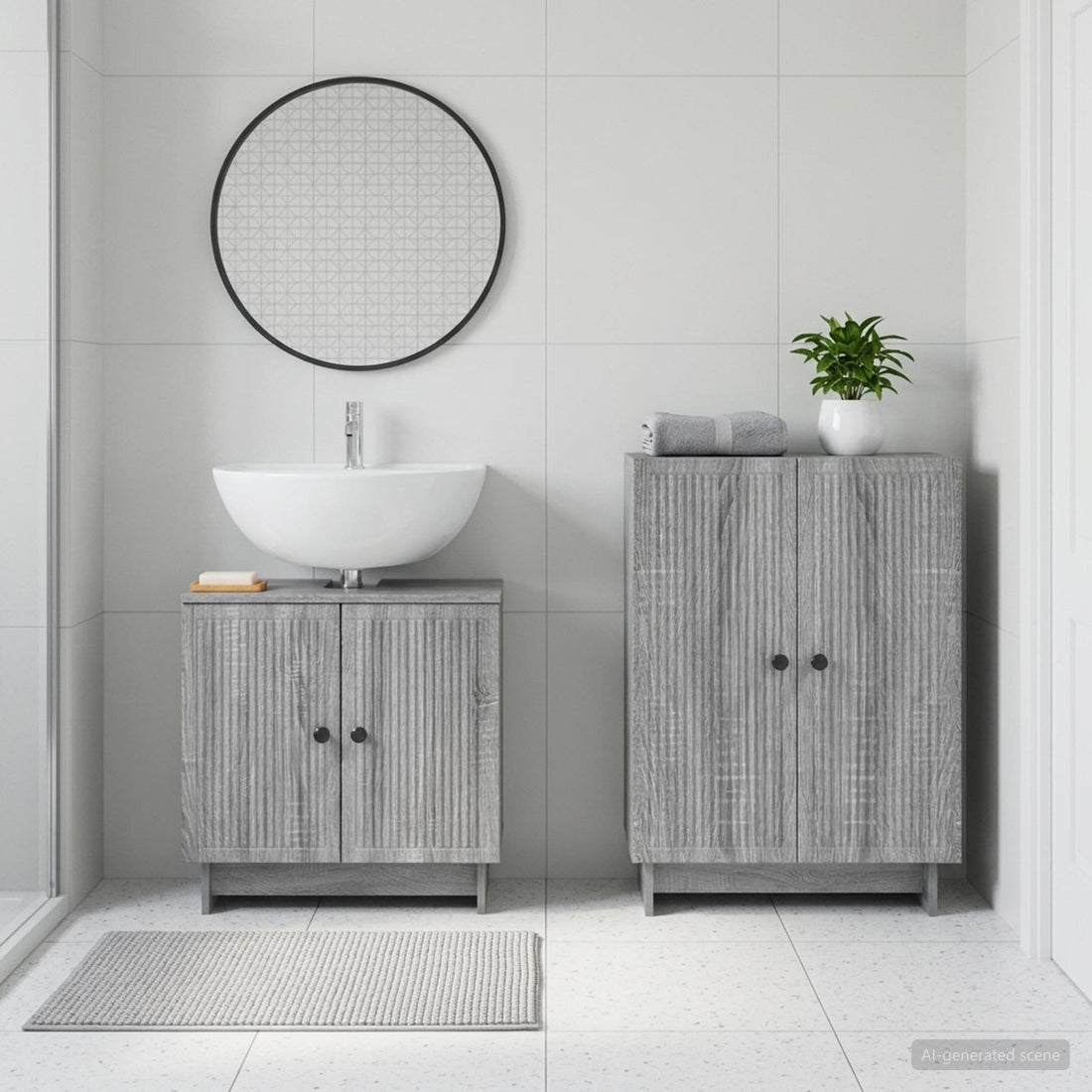 vidaXL Juego de gabinete de baño de 2 piezas EDE Sonoma gris