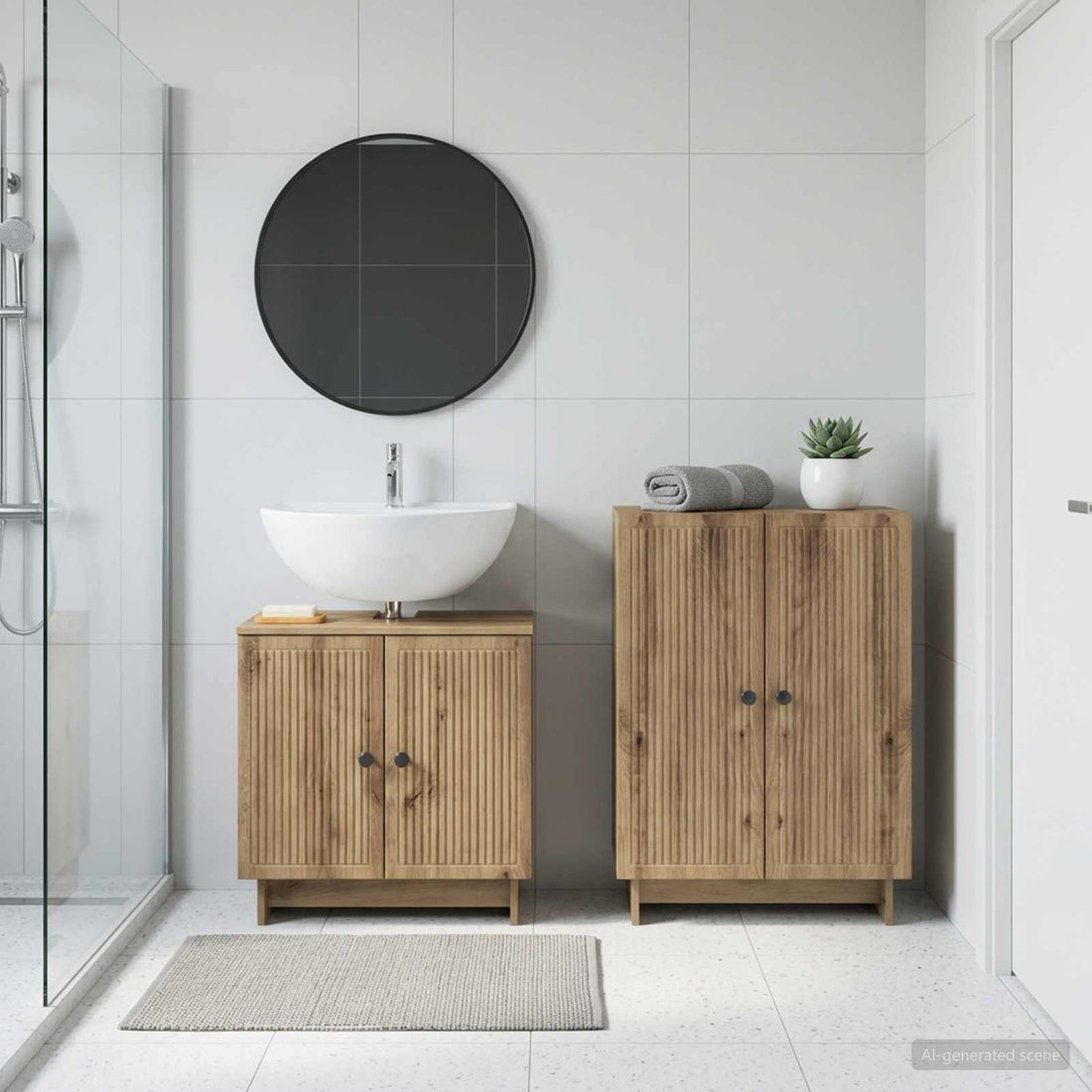 vidaXL Juego de gabinete de baño de 2 piezas EDE Roble artisan
