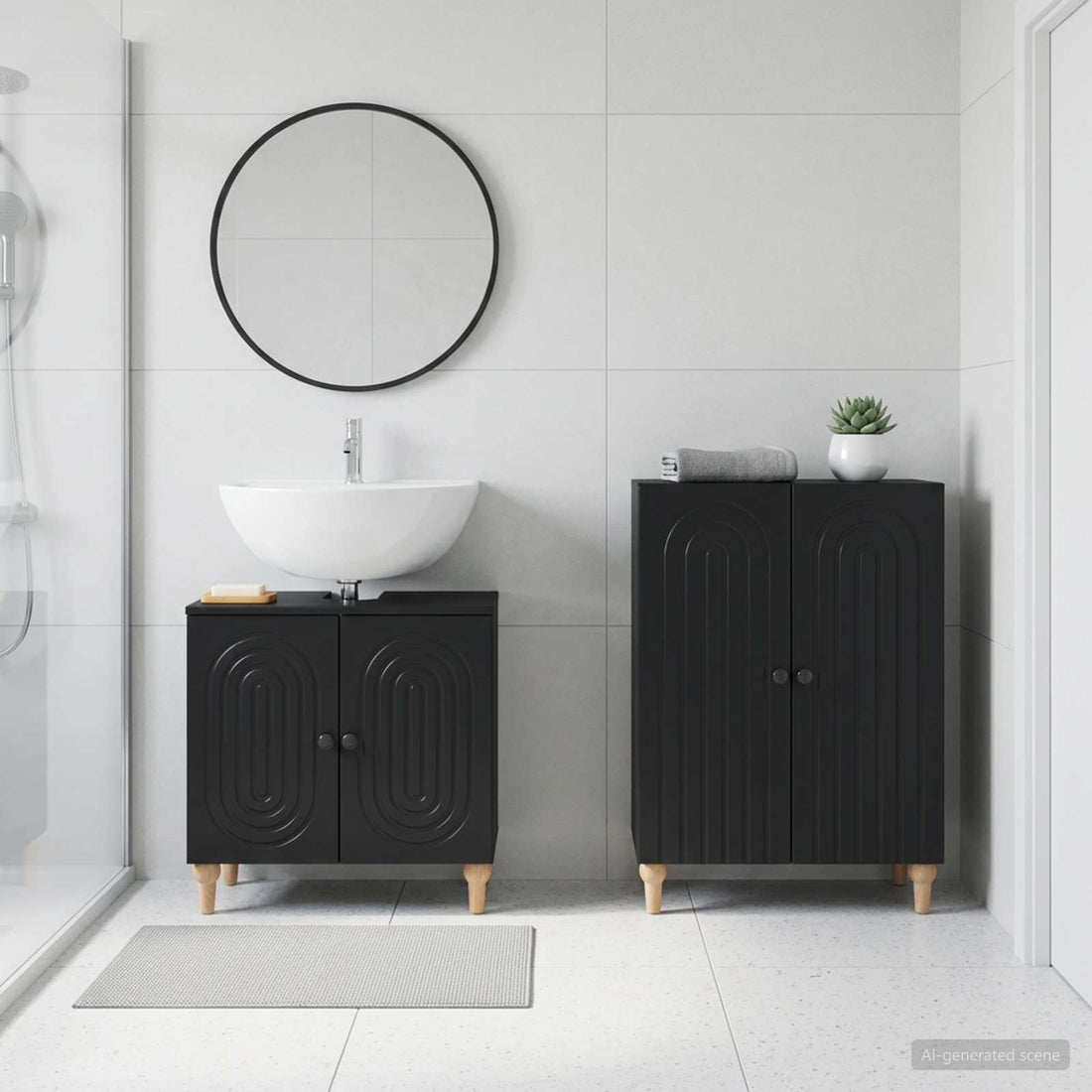 vidaXL Juego de gabinete de baño de 2 piezas ALKMAAR Negro