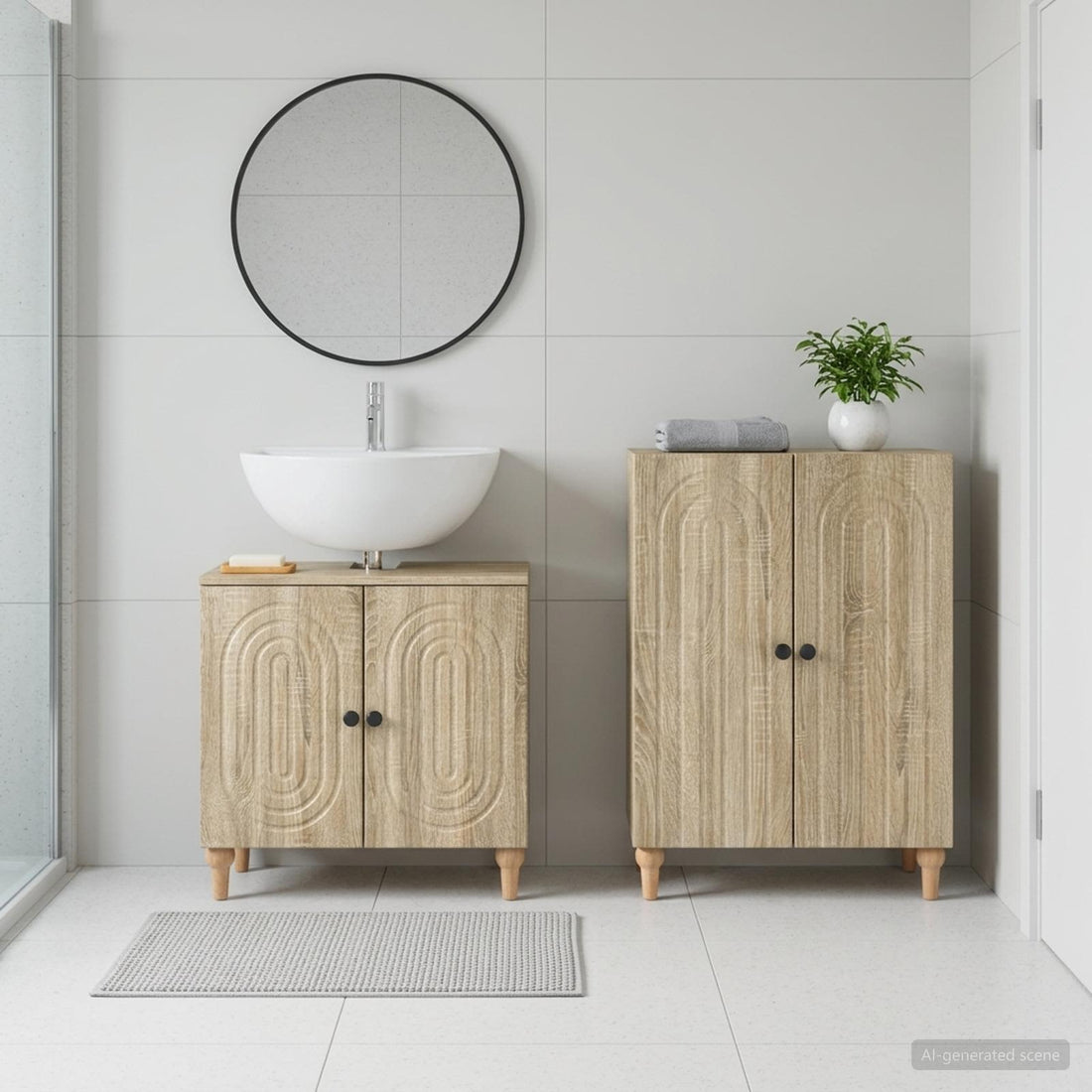vidaXL Juego de gabinete de baño de 2 piezas ALKMAAR Roble Sonoma