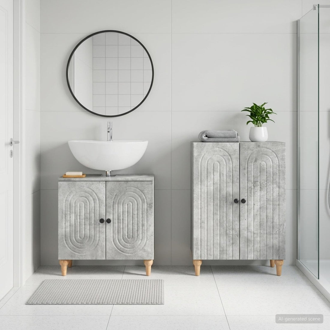 vidaXL Juego de gabinete de baño de 2 piezas ALKMAAR Gris Hormigón