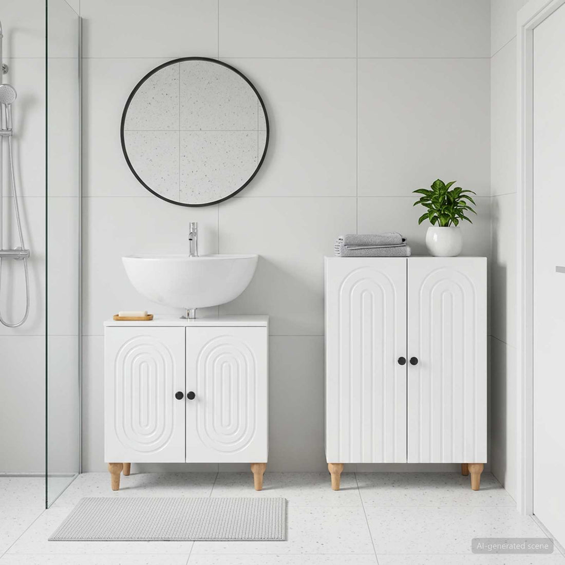 vidaXL Juego de gabinete de baño de 2 piezas ALKMAAR Blanco Brillante