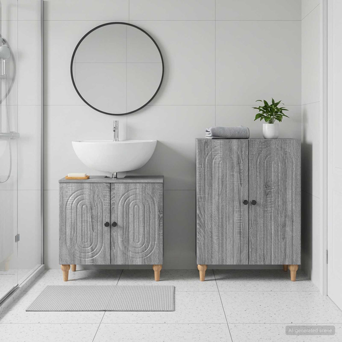 vidaXL Juego de gabinete de baño de 2 piezas ALKMAAR Sonoma gris