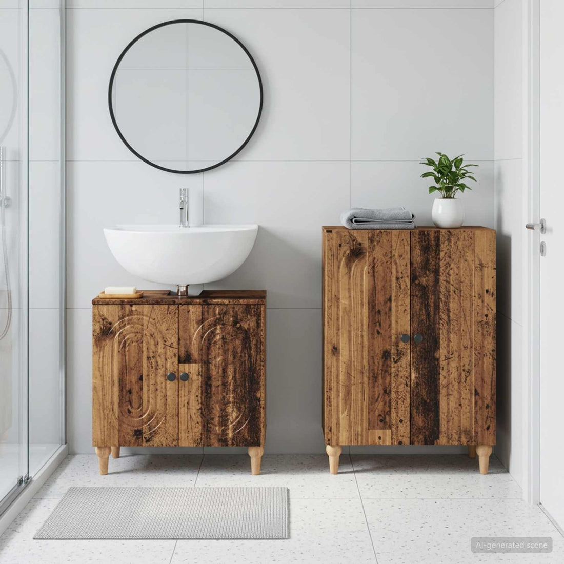 vidaXL Juego de gabinete de baño de 2 piezas ALKMAAR Madera envejecida
