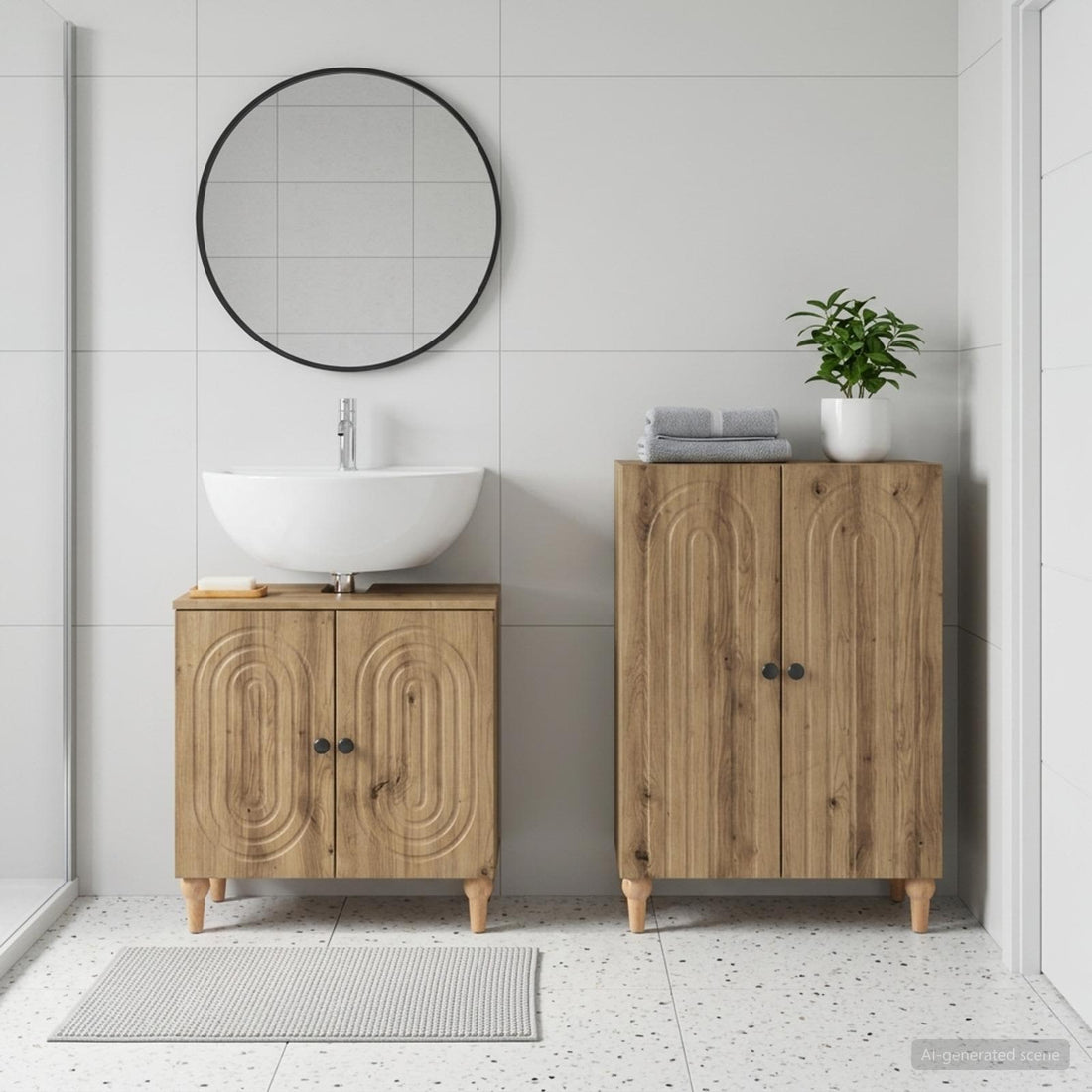vidaXL Juego de gabinete de baño de 2 piezas ALKMAAR Roble artisan