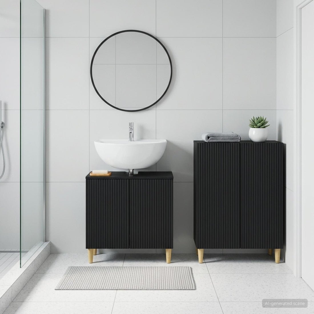 vidaXL Juego de gabinete de baño de 2 piezas ARNHEM Negro