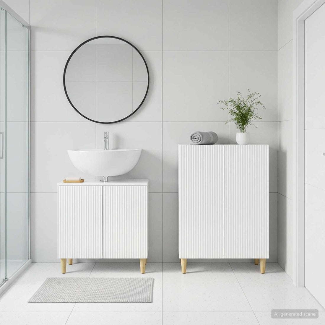 vidaXL Juego de gabinete de baño de 2 piezas ARNHEM Blanco Brillante