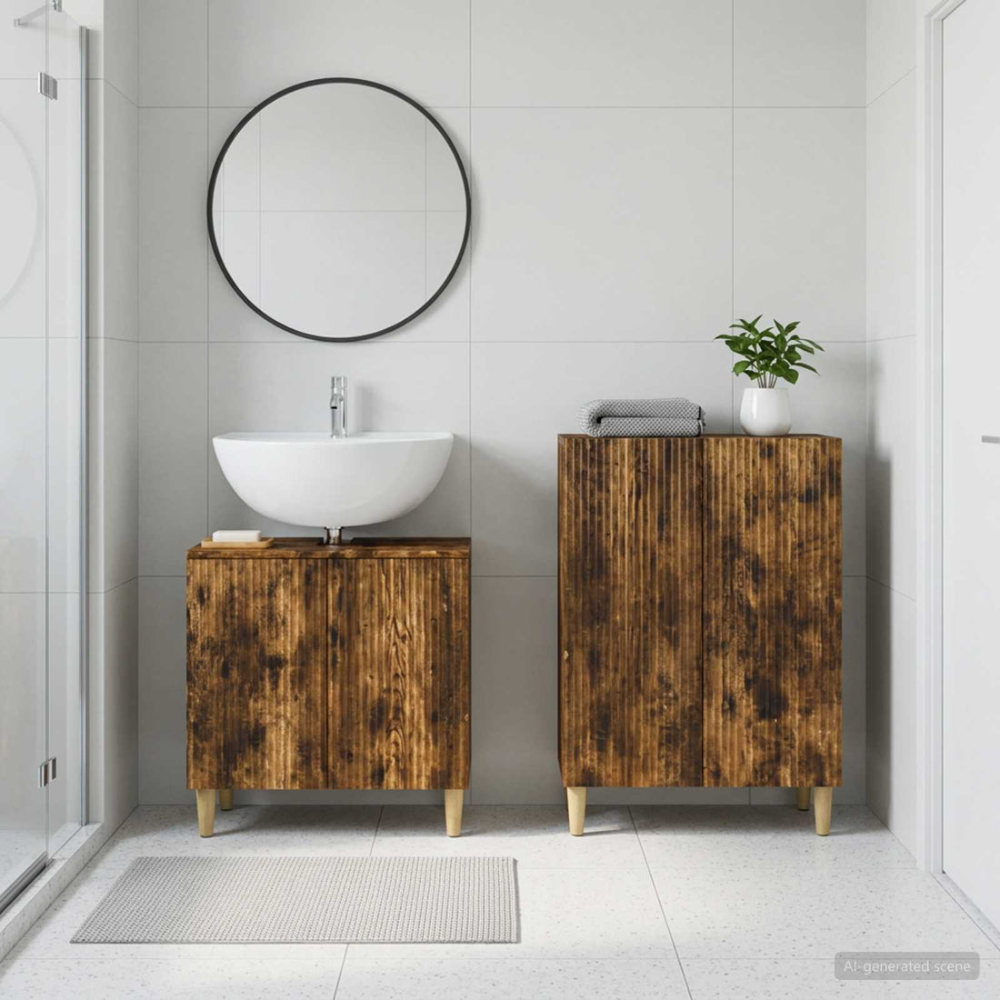 vidaXL Juego de gabinete de baño de 2 piezas ARNHEM Roble Ahumado